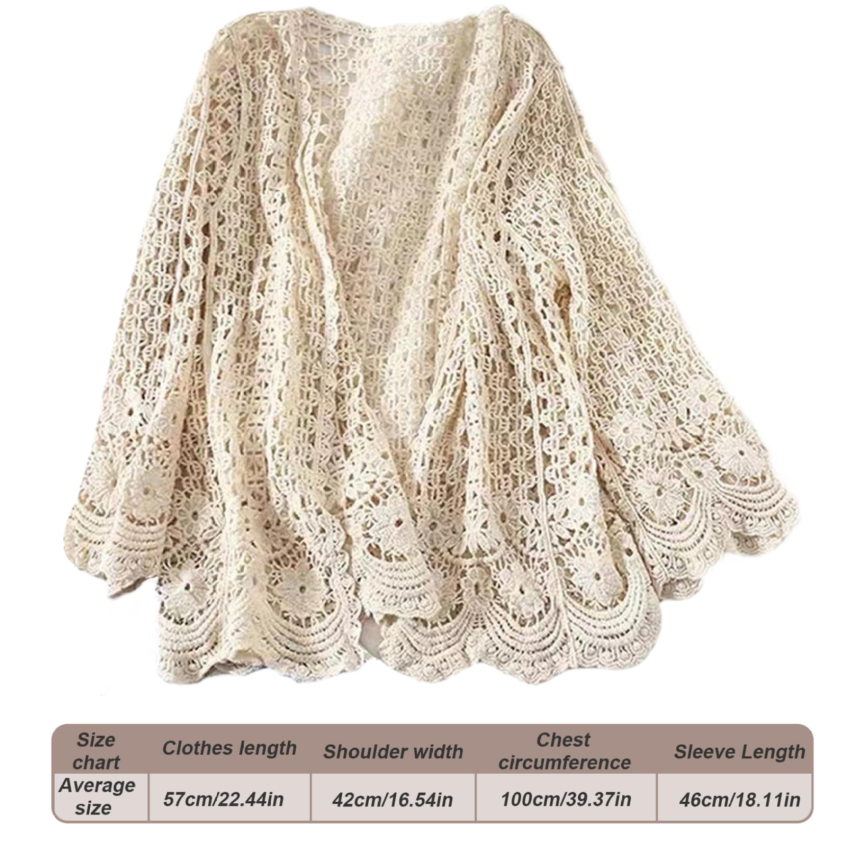 Cardigan Estivo per Donne, Copertura a Manica Lunga all'Uncinetto, Kimono in Maglia Boho Leggero (Una Taglia)
