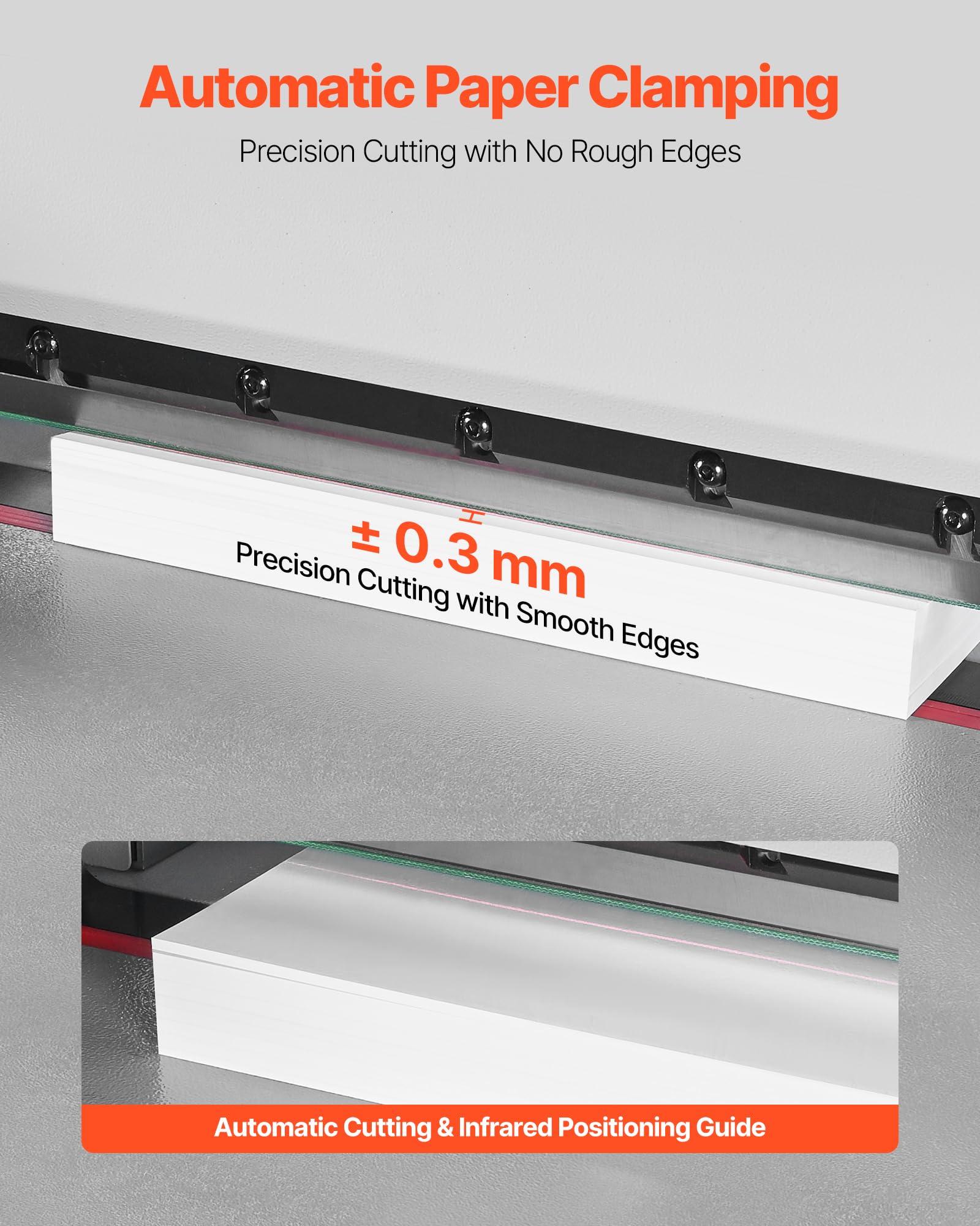 VEVOR Taglierina per Carta Taglierina ad Alte Prestazioni, Larghezza di Taglio 45 cm, Spessore di Taglio 4 cm, Grande Ghigliottina Elettrica con Funzione a Infrarossi e Lama di Ricambio, 500 W