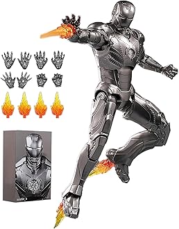 OVONNI 7 Inch MK2Ironman(1/10 Scale) Action Figure,Exquisite Painting Collectible Figure with Lots of Accessories