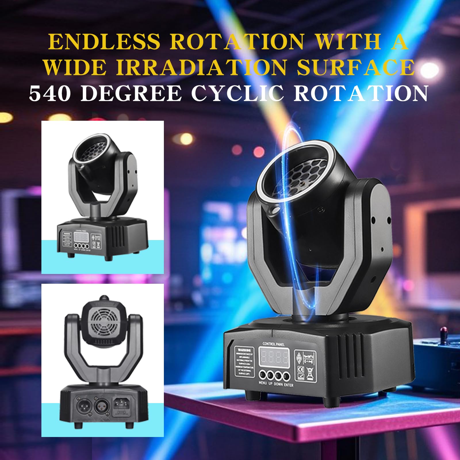 LT05 Lampe disco à tête mobile pour fête, projecteur DJ RVB contrôlé par la musique, projecteur à effet DMX, pour bar, karaoké, réunion de famille, mariage, anniversaire, Halloween