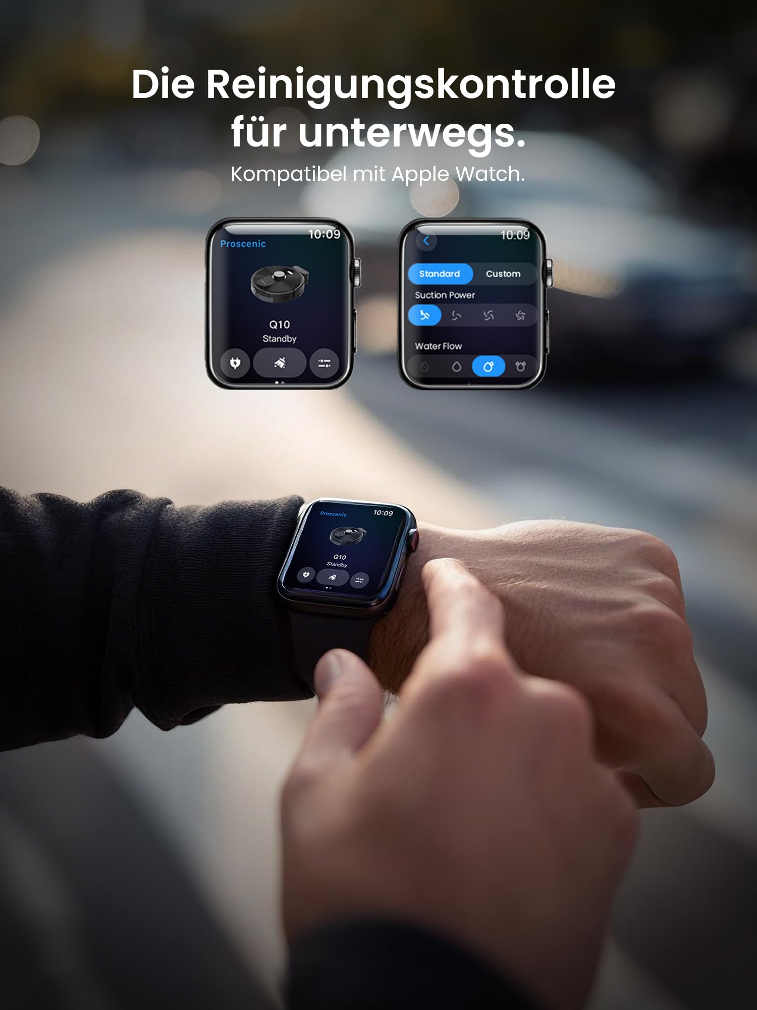 Proscenic Q10+ Saugroboter mit Wischfunktion, 10000Pa 200Min Staubsauger Roboter, Intelligentes Laser Navigation mit 5 Karten, Smarte Steuerung via App, Alexa & Siri Apple Watch, Hartböden, Teppichen