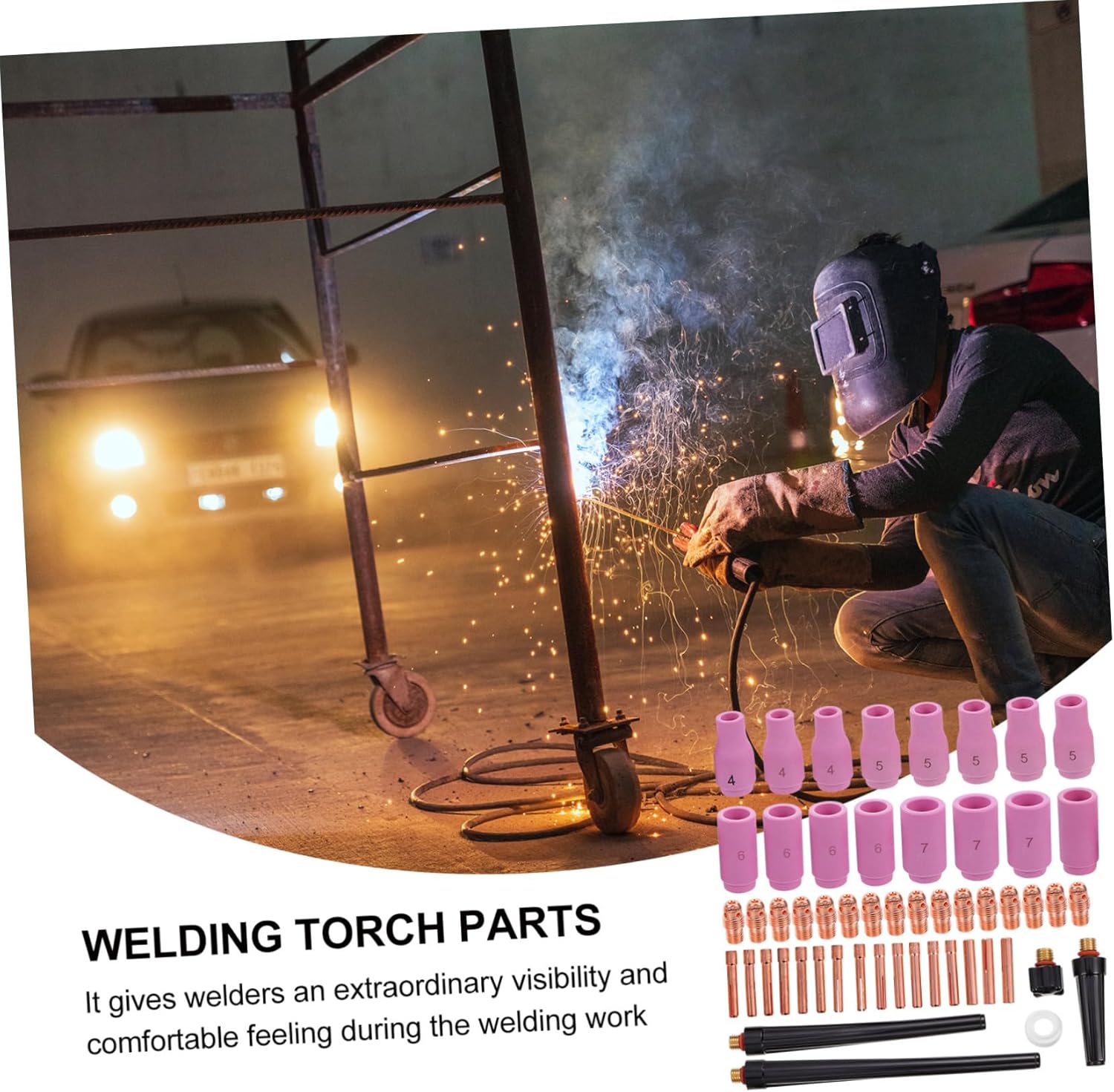 Wp- Copper Argon Welding Nozzle Kit High Thermal Conductivity Ceramic Accessories for Professional Welding Applications