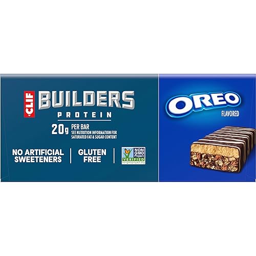 Miniatura 12 de CLIF BUILDERS Barras de proteínas, saborizadas con OREO, 0.71 onzas de proteína a base de plantas, sin gluten, sin OMG, baja glucémica, sin