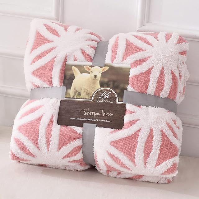 AHERKLL Sherpa Fleece Blanket, Double Sided Soft Warm Thick Winter Throw Blankets, Reversible Cosy Fluffy Snuggly Blanket for Bed Sofa Chairs, Versatile Large Blankets, Pink, Single(130x160cm)