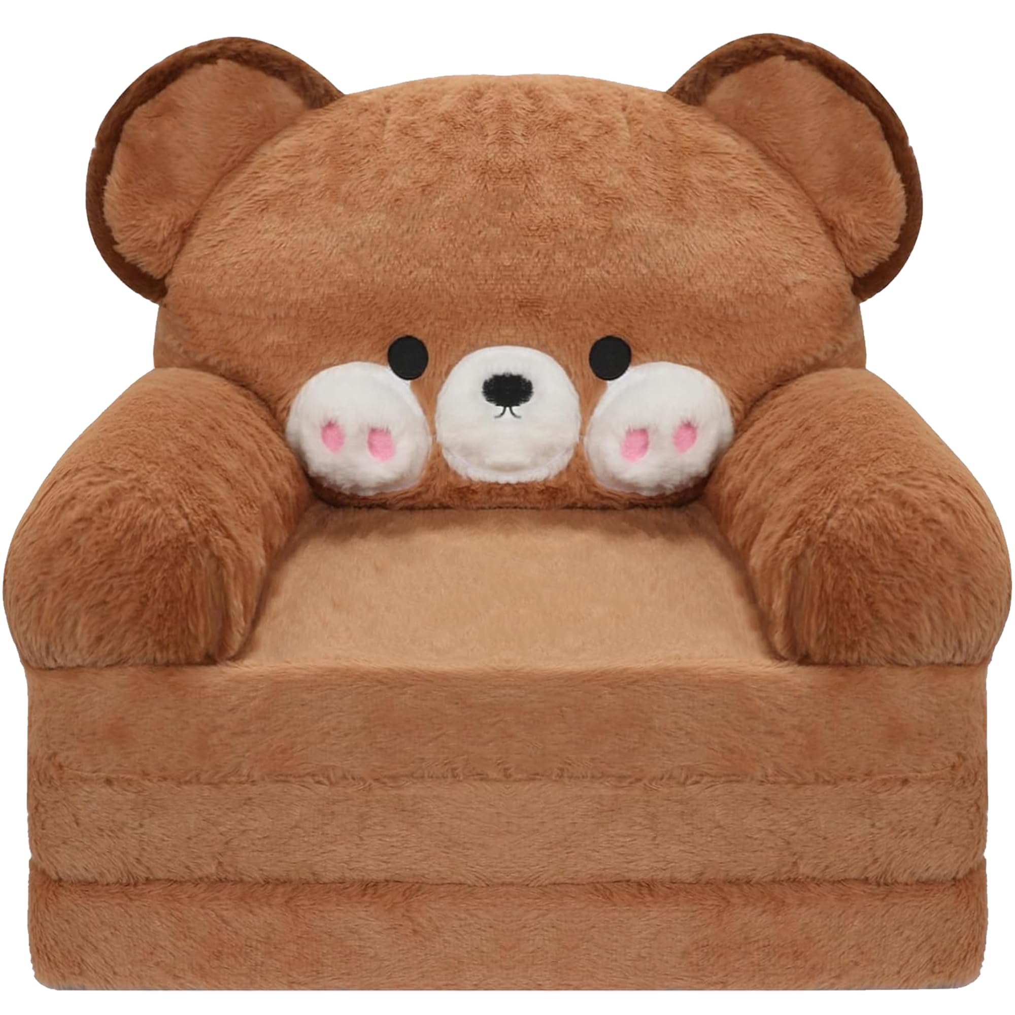 MONKISS Kids Couch, Comfy Toddler Chair, 2 in 1 Fold Out Kids Sofa, Baby Sitting Chair with Washable Cover, Toddler Furniture for Reading, TV and Playroom, Birthday Gift for Boys, 1-4 Years Old, Bear