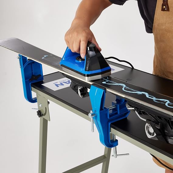 XCMAN All Metal Alpine Ski and Snowboard Vise for Ski Tuning and Waxing Adjustable Angle and Height Durable and Stable - Jaw opens up to 100mm