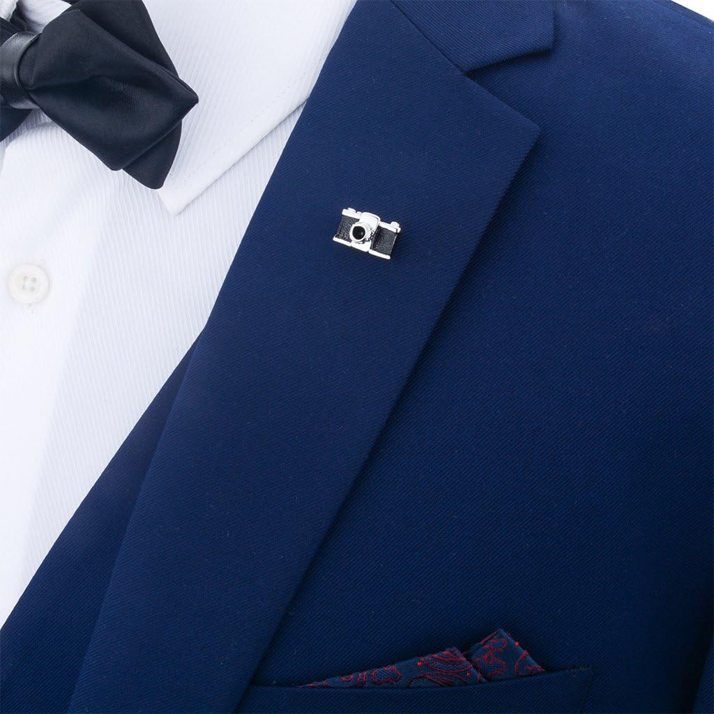 Vintage Camera Shape Men Lapel Pin Brooches Pins Fine Gift for Mens Fashion Brooches Collar Party Engagement Jewelry, 10x16mm/0.393x0.629 inch