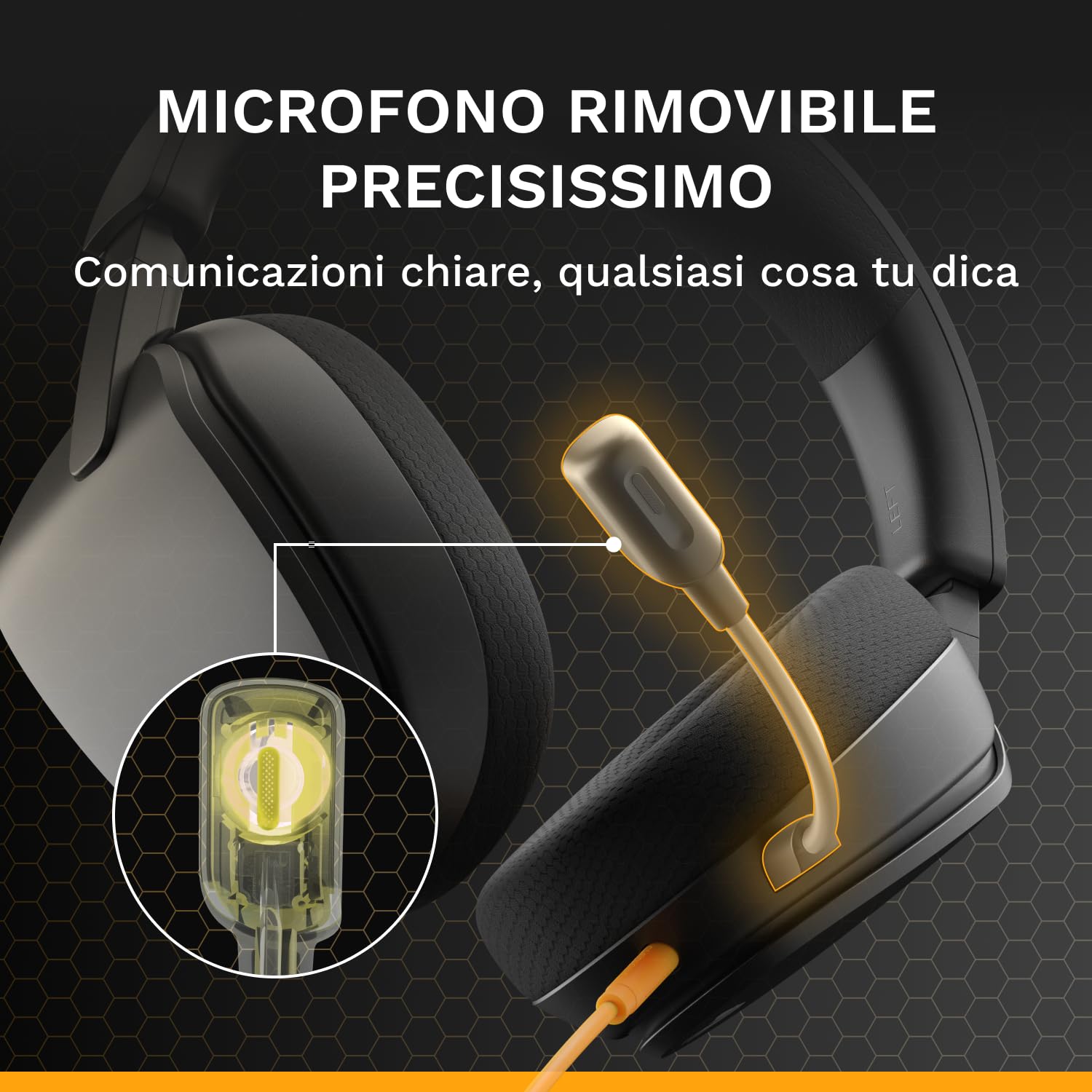 GLORIOUS GHS Eternal - Cuffie stereo gaming per PC, PS5, PS4, Xbox, Switch - Driver angolati personalizzati, microfono rimovibile con audio nitido, 3,5 mm - Resistenti, comfort prolungato - Nere