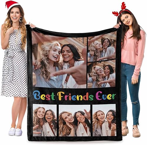 Miniatura 9 de Manta de collage de fotos personalizada con mensaje de amor y nombres, manta suave para hermanas y niñas, BFF para sofá cama, 60 x 80 pulgadas