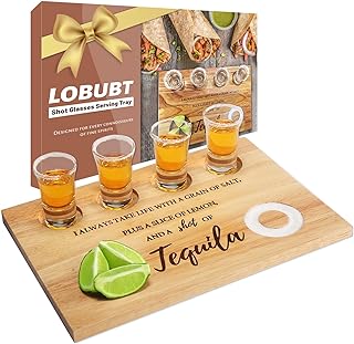 Tequila Shot Board Shot Glasses Serving Tray with Salt Rim Funny Shot Glasses Holder,Tequila Gifts for Housewarming,Liquor, Parties,Bar,Restaurant