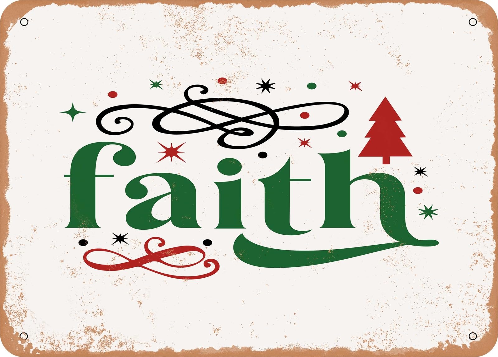 Miaomansenstore Metal Sign - Faith - 4 - Vintage Rusty Look Sign Home Decor
