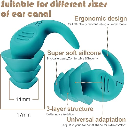 Miniatura 6 de Tapones para los oídos silenciosos con reducción de ruido, tapones reutilizables de silicona suave, 4 pares en 4 colores, tapones para los oídos con