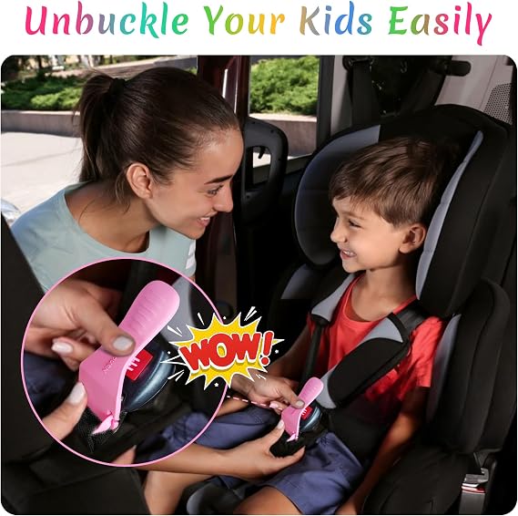 Buckle Release Tool, Easy Unbuckle Tool Button Pusher for Kids, Seniors, Long Nails, Quickly Unbuckle Your Kids in School Drop-Offs and Travel, Fits 5 Point Harness & All Button Buckles