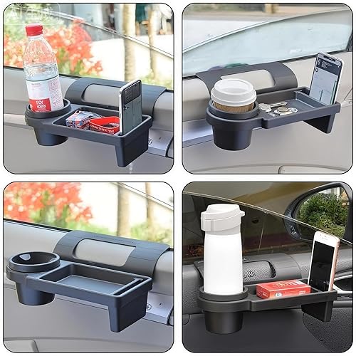 Miniatura 2 de GDQ Organizador de ventana de coche (paquete de 2)  Soporte de taza multifunción con clip y soporte para teléfono  Sin taladro, ajuste universal