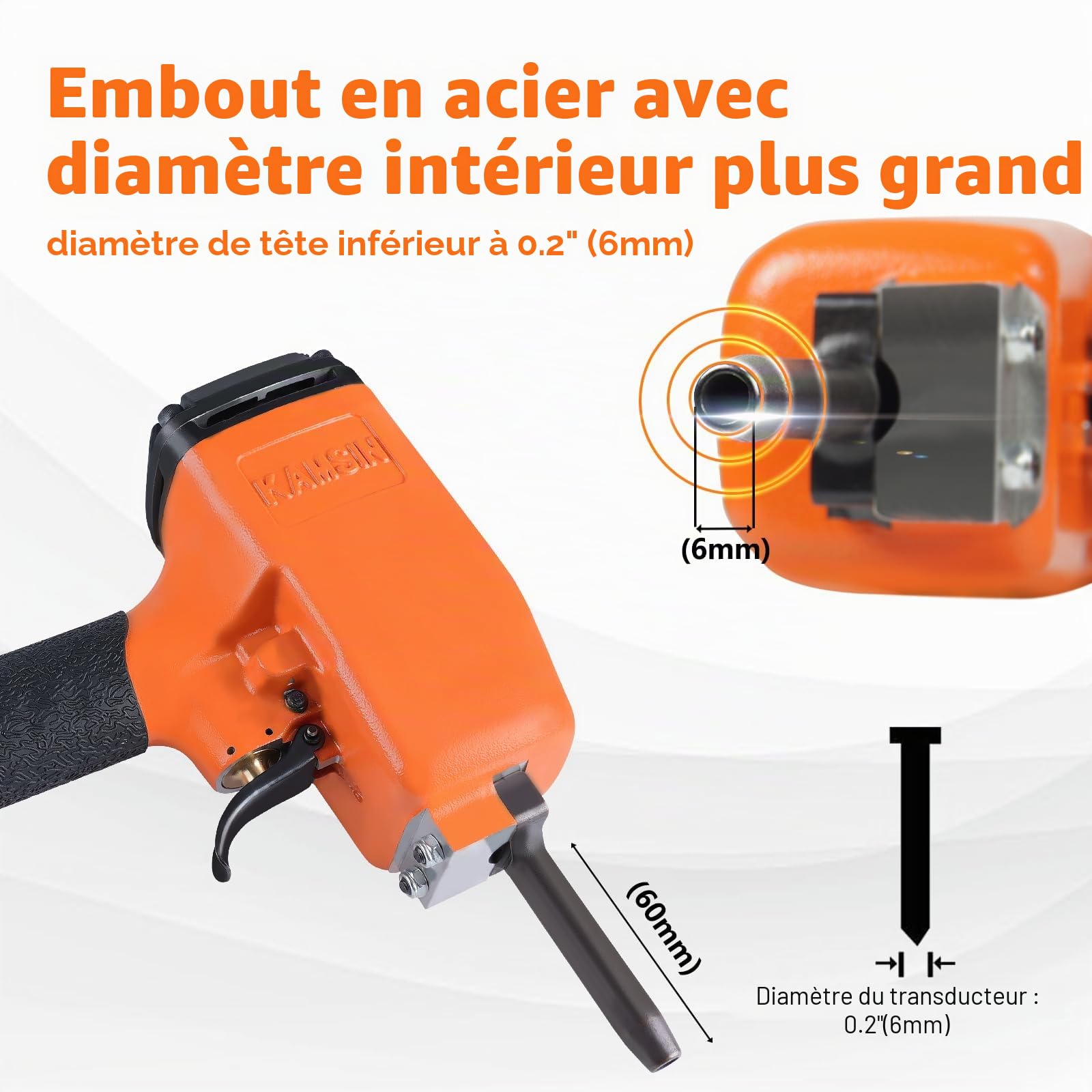 KAMSIN KT50 Pistolet pneumatique d'arrachage de clous à usage intensif avec gâchette de sécurité, cloueur à air comprimé, pistolet d'arrachage de clous.