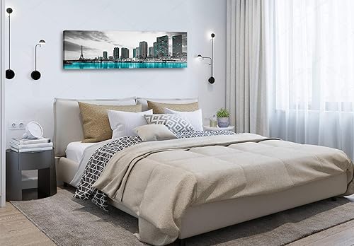 Miniatura 9 de JiazuGo - Paisaje urbano en lienzo impreso en blanco y negro, obras de arte moderno para pared con vistas panorámicas de ciudades, cuadros de 14 x