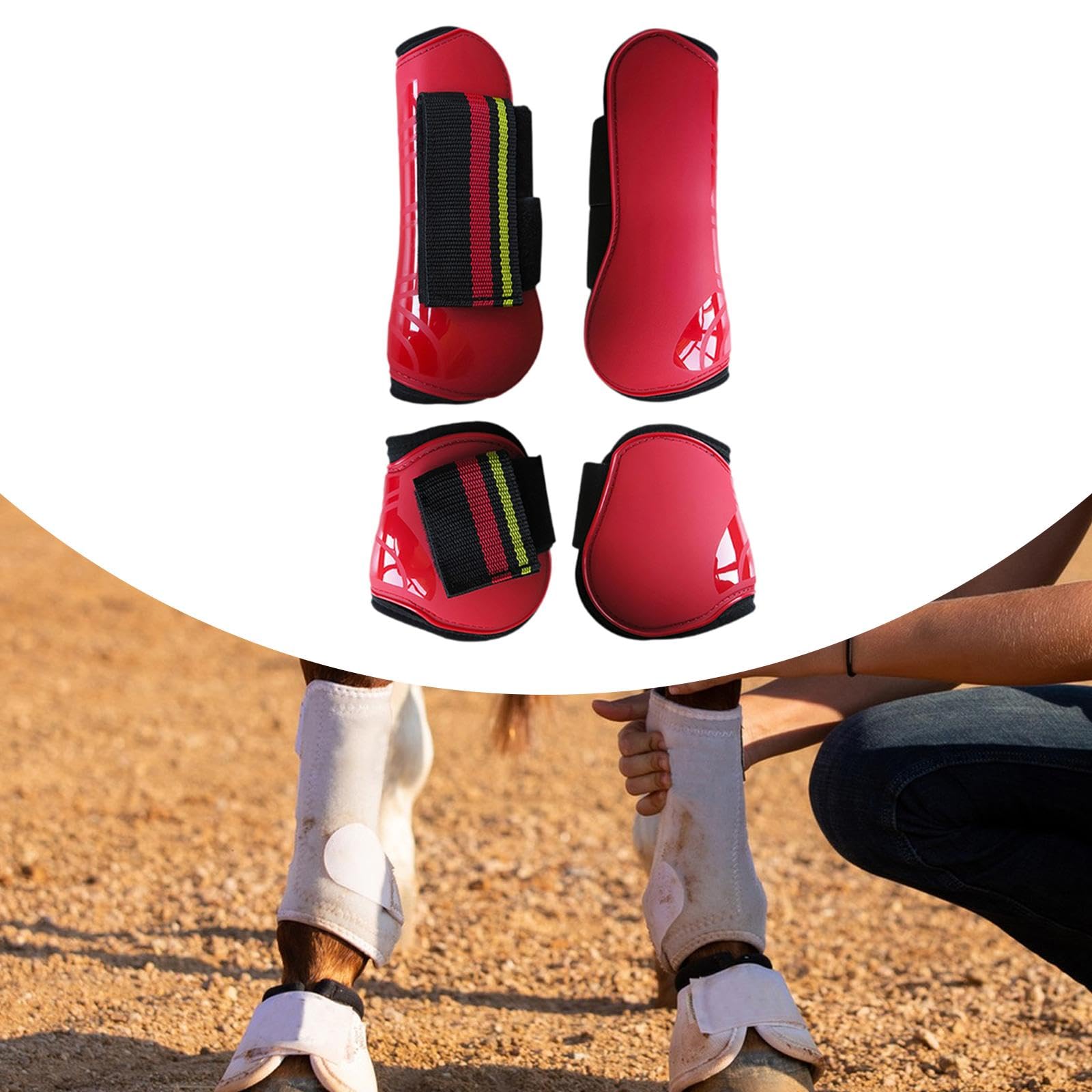 Juego de 4 Protectores de Tendones para Patas de Caballo, Ligeros, para Exteriores, Ideales para Competiciones de Equitación Y Salto de Obstáculos.