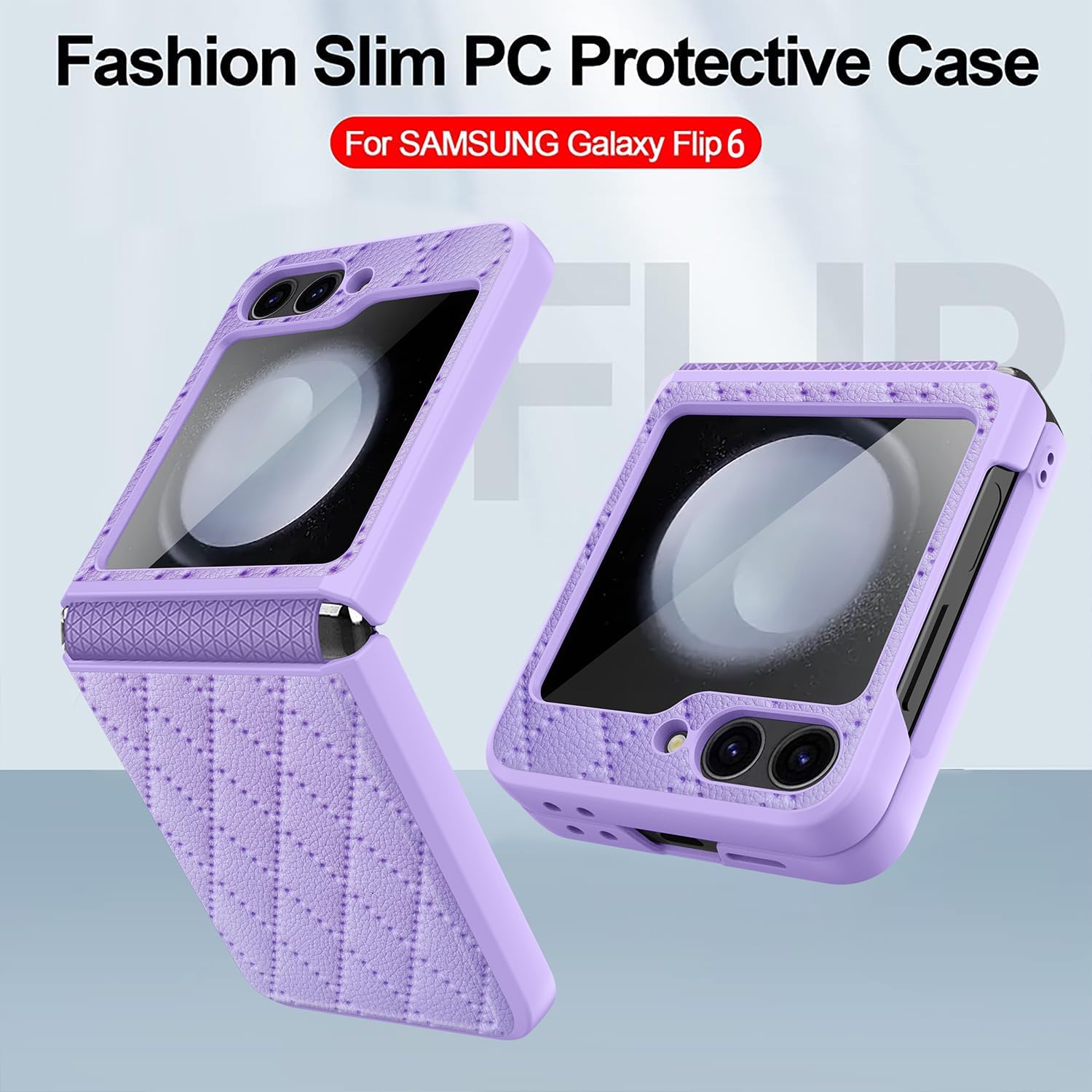 SHIEID Z Flip 6 Case Leather, Galaxy Z Flip 6 Case with Hinge Protection, Stretchable Strap & Built-in Small Screen Protector - Slim Cover Phone Case for Samsung Z Flip 6, Purple