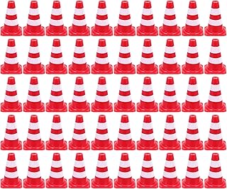 NUOBESTY 50pcs Mini Traffic Cones Toys Miniature Traffic Cones Street Cones Toy Cones Mini Road Signs Toy Traffic Signs Toys for Kids Construction Street Signs