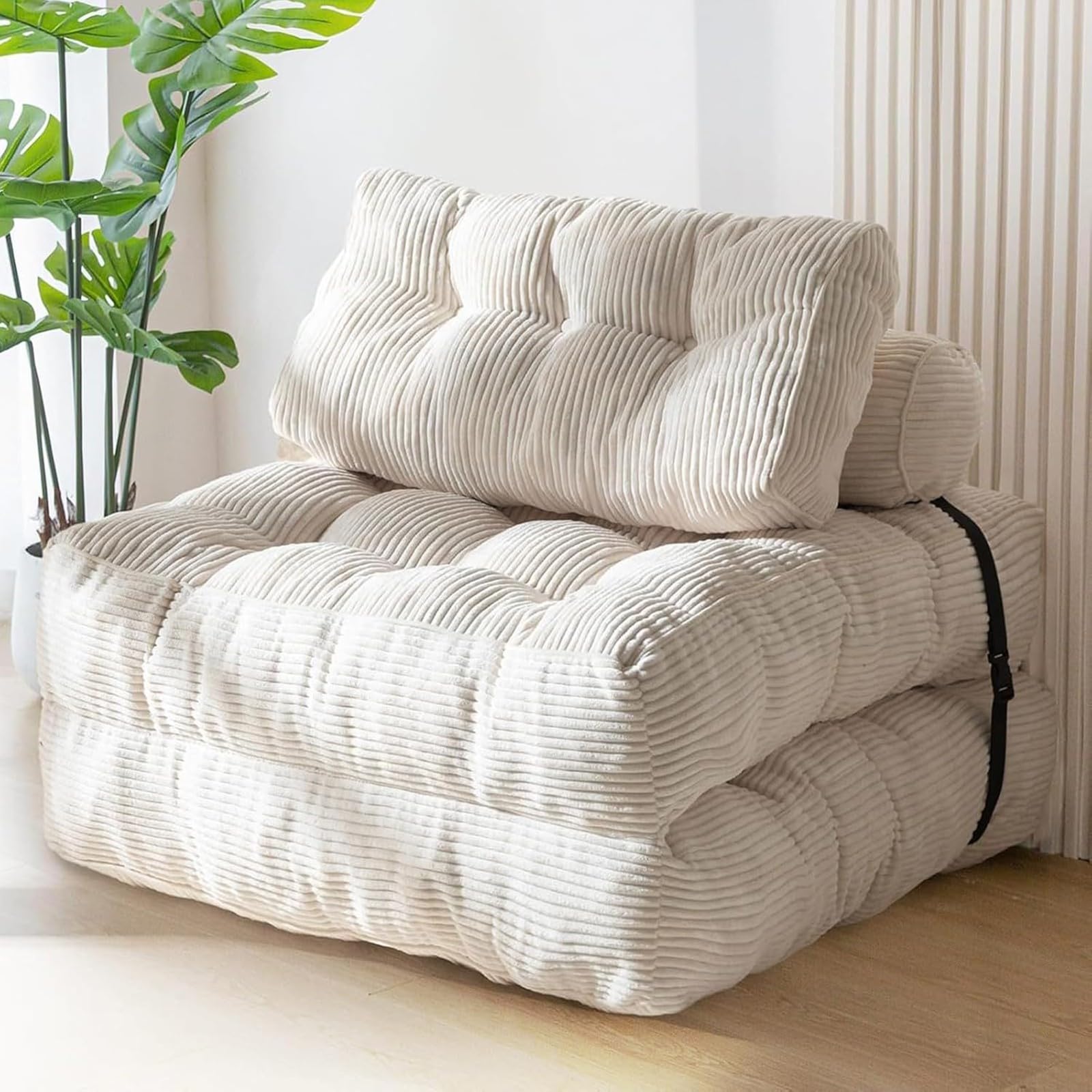 Sofá cama plegable y convertible en silla de dormir con almohada para suelo y dormitorios