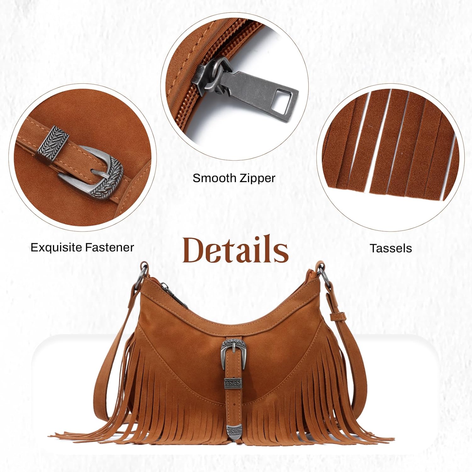 Emprier Western Fringe Hobo Purses for Women Tassel Crossbody Bag Underarm Shoulder Bags
