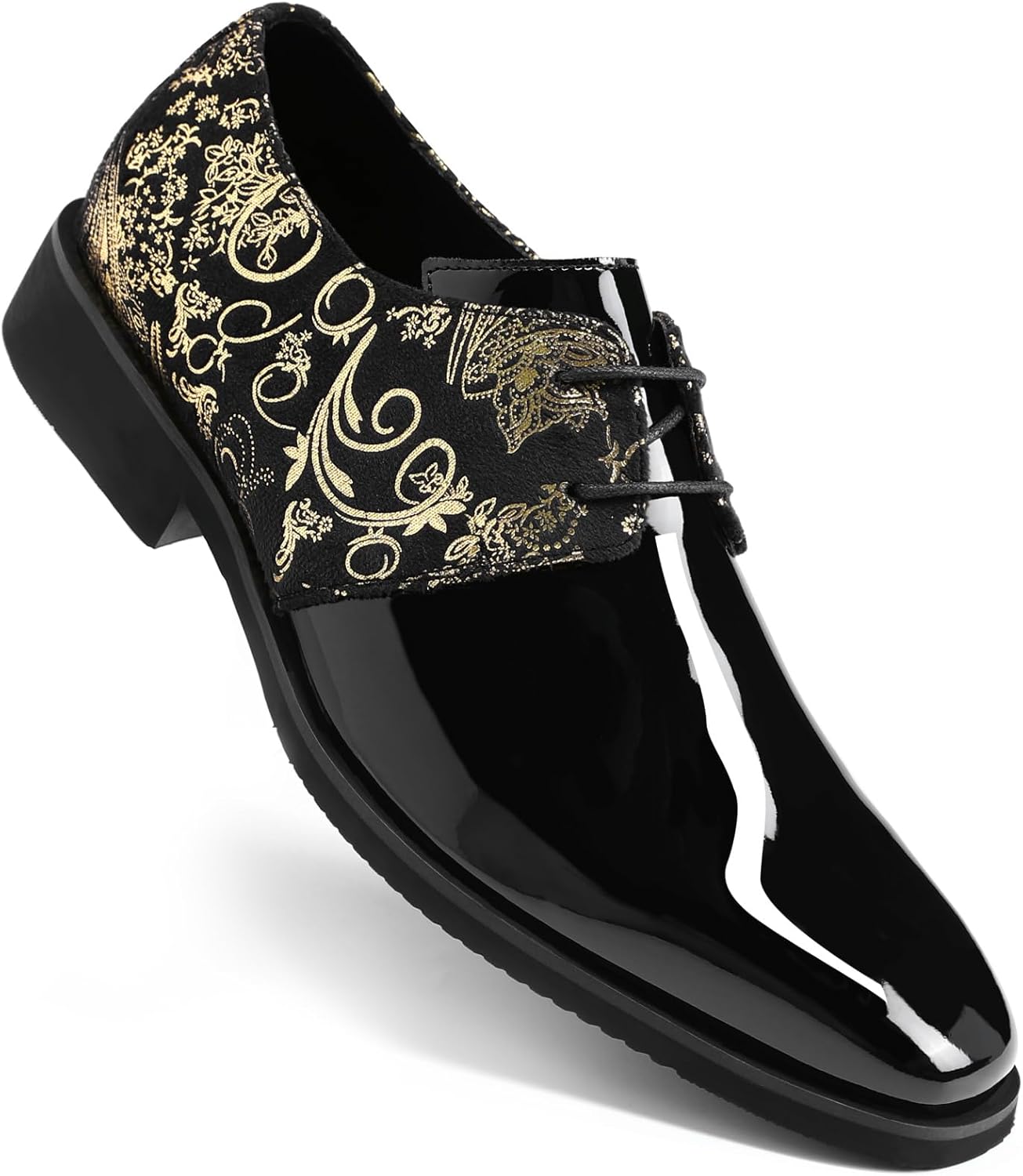 AUSTIN MILL Men’s Dress Shoes Classic Patent Velvet,Tuxedo Shoe for Men,Non Slip Lace up Oxford for Wedding Prom Party Dance Business