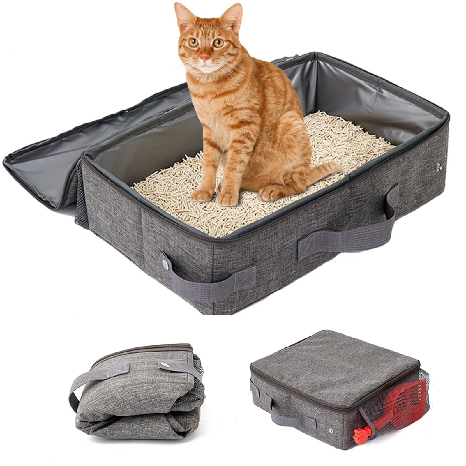 Sonhomay Travel Litter Box Portable Pet Litter Box with Waterproof Liner Cat Toilet Litter Pan for Outdoor Travel with Pet