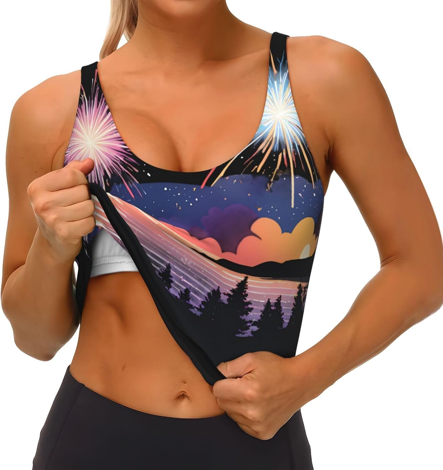 Women's Sports Vest Fireworks on The Coast Printed Soft, Comfortable, Lightweight, and Breathable