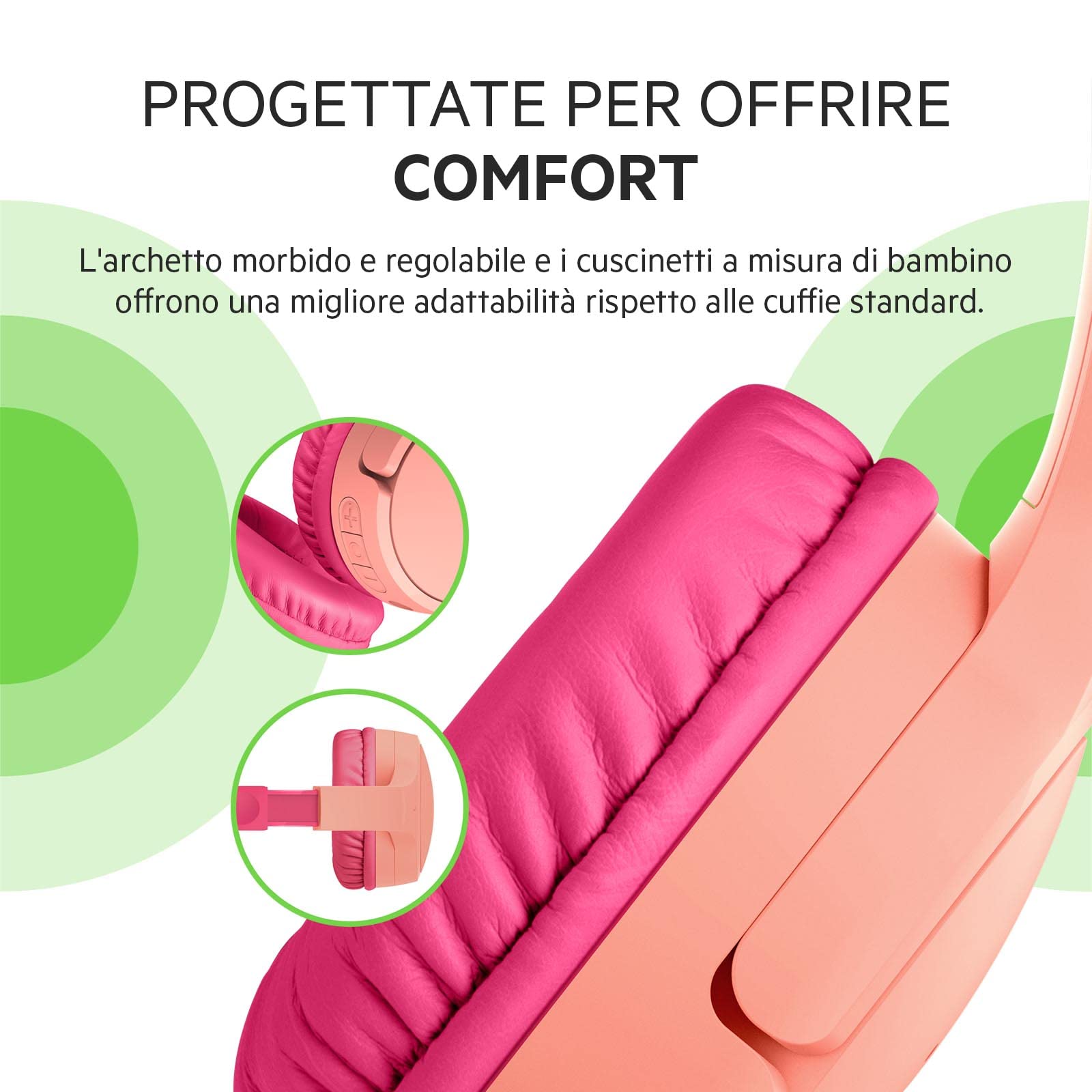 Belkin SoundForm Mini, cuffie wireless per bambini con microfono integrato, headset on-ear per didattica a distanza, scuola e viaggi, compatibili con iPhone, iPad, dispositivi Galaxy e altro- Rosa