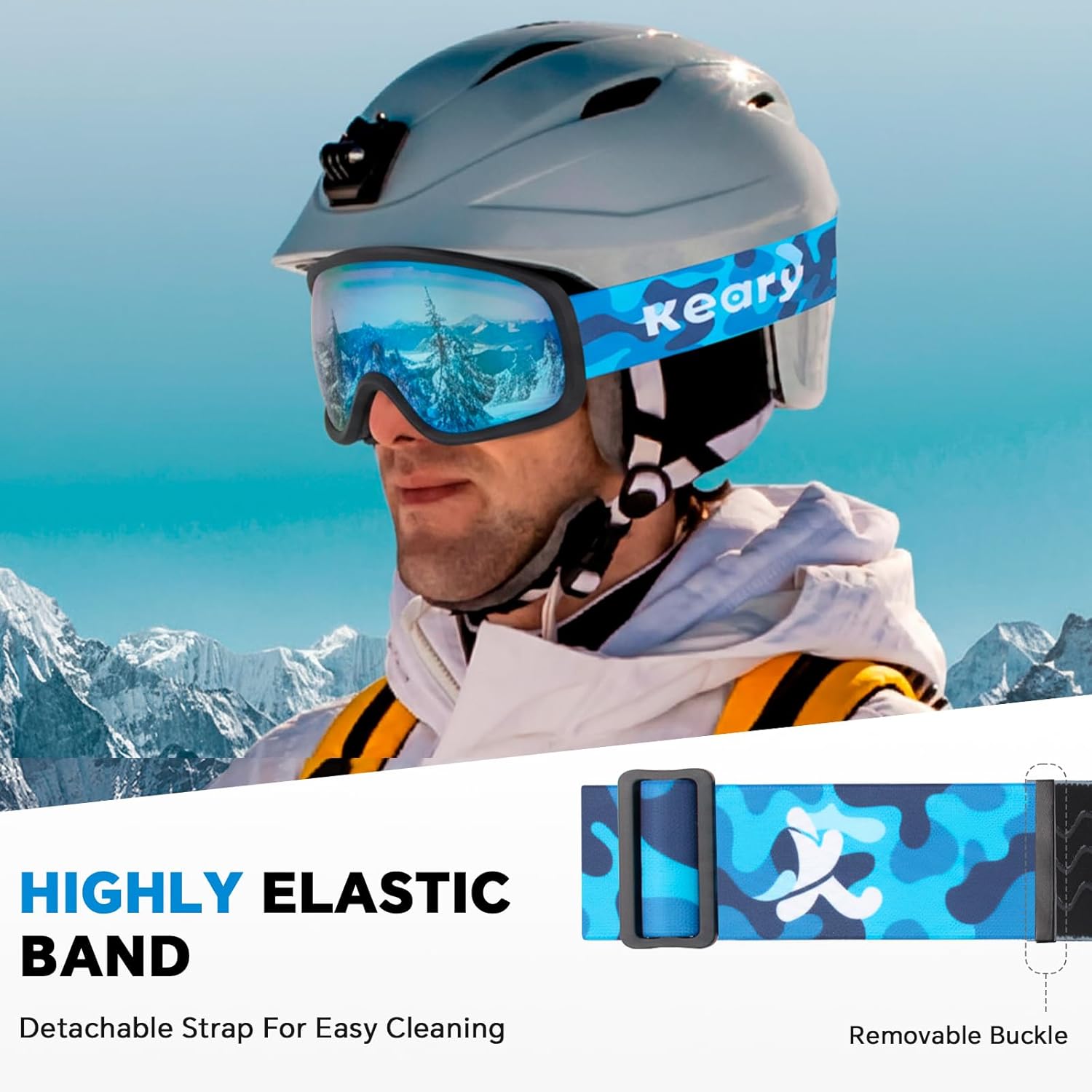 Keary Ski Goggles Men Women Snowboard Goggles Snow Goggles for Adult Youth OTG 100% UV Protection Snowboarding Goggle
