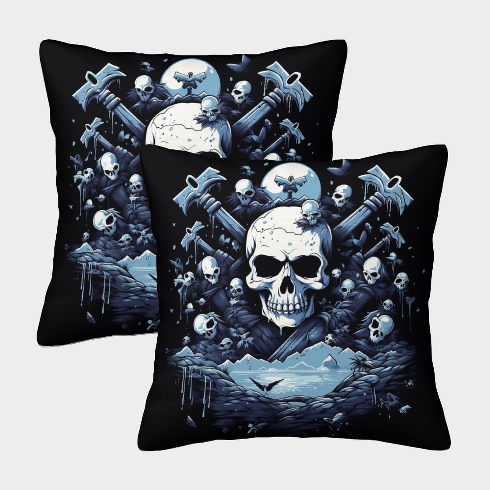 kaiyun 2 Pack Pirate Skull-Nautical Pillow Case Home Decoration Sofa Cushion Cover 50x50cm