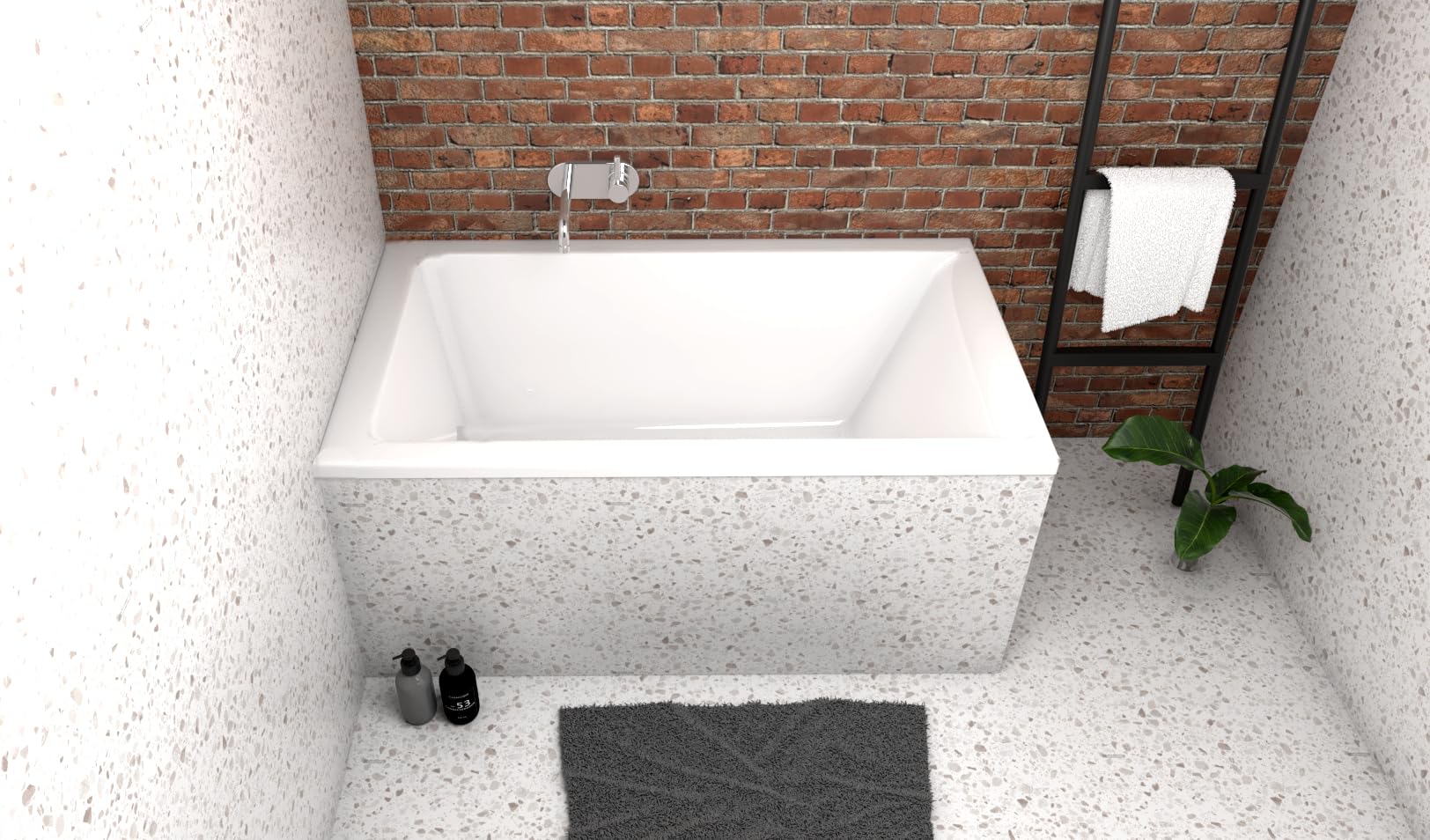 ECOLAM Petite baignoire rectangulaire acrylique Capri Polimat 100x70 cm + siphon automatique pieds et silicone | petite baignoire