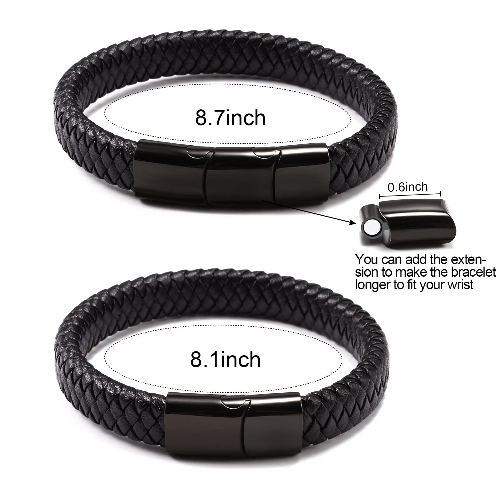 CheersLife Fidanzato/Fratello/Nipote/Figlio/Marito Bracciale Da Uomo in Vera Pelle Intrecciata Con Chiusura Magnetica in Acciaio Inossidabile Braccialetti Con Ciondoli Regali Per Uomini Ragazzi