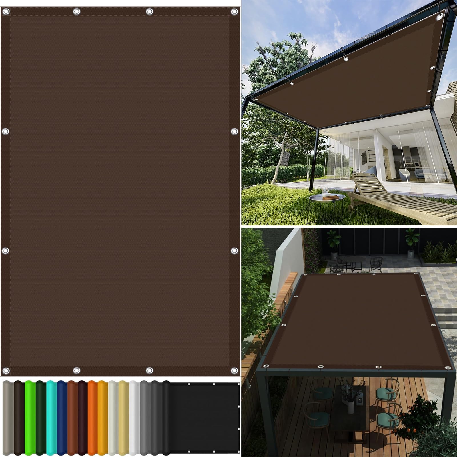 Voile d'ombrage carrée 1.4x2.8m marron résistante aux UV pour balcon