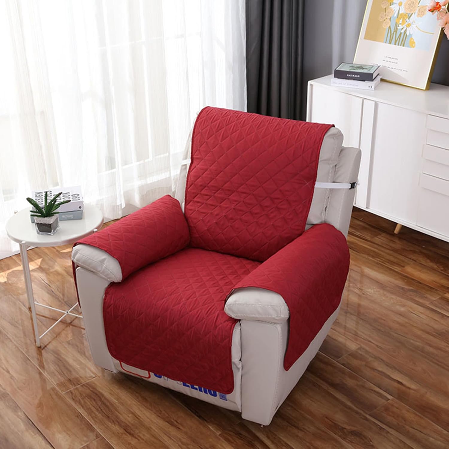 IMYOGI High Stretch Sofa Covers Recliner Chair Cover for Home Decor Fitted Small Recliner Recliner Sofa Cover Nonslip Washable Armchair Slipcover with Elastic Adjustable Strap -Navy Blue-