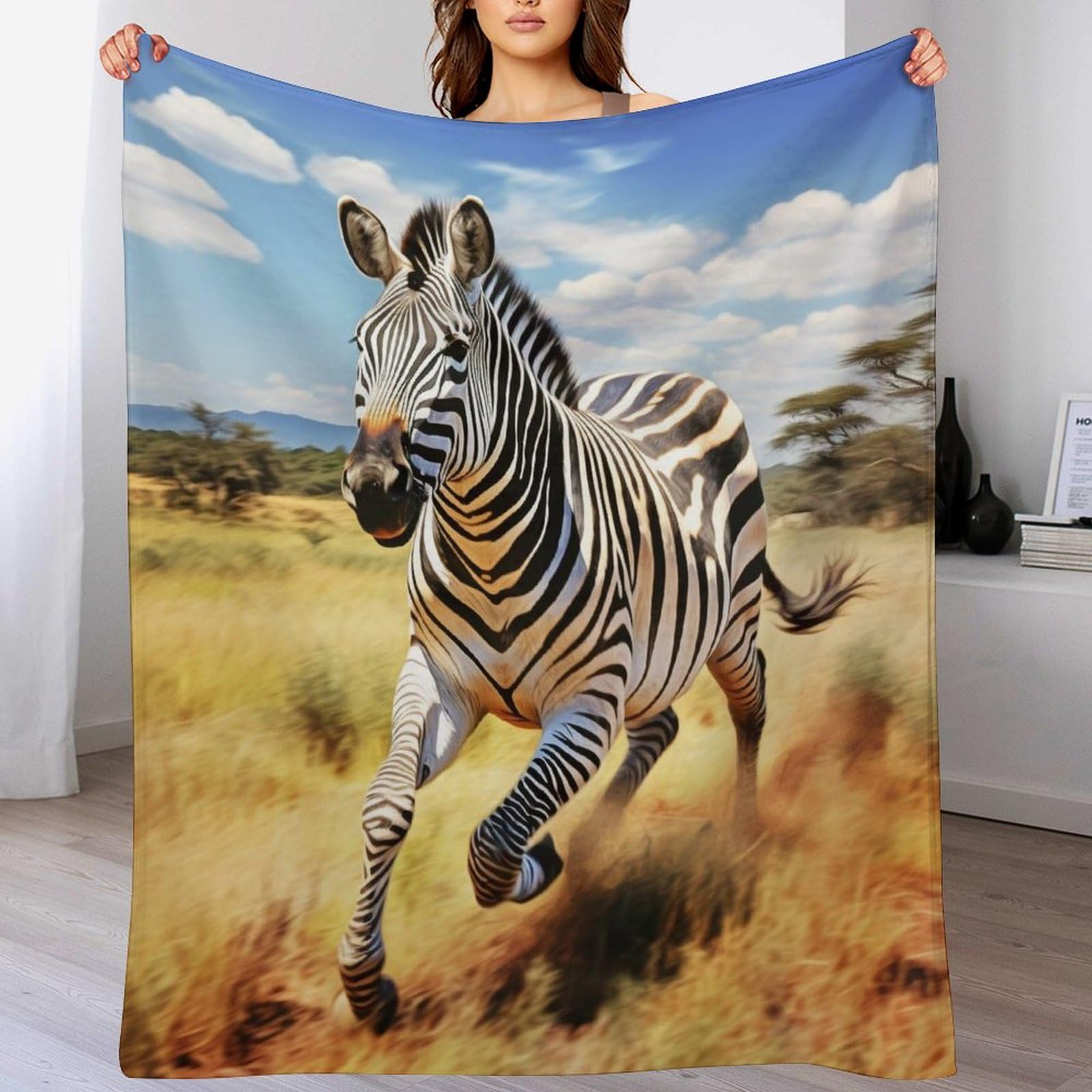 Couverture zèbre 3D en flanelle moelleuse pour vos voyages et soirées canapé