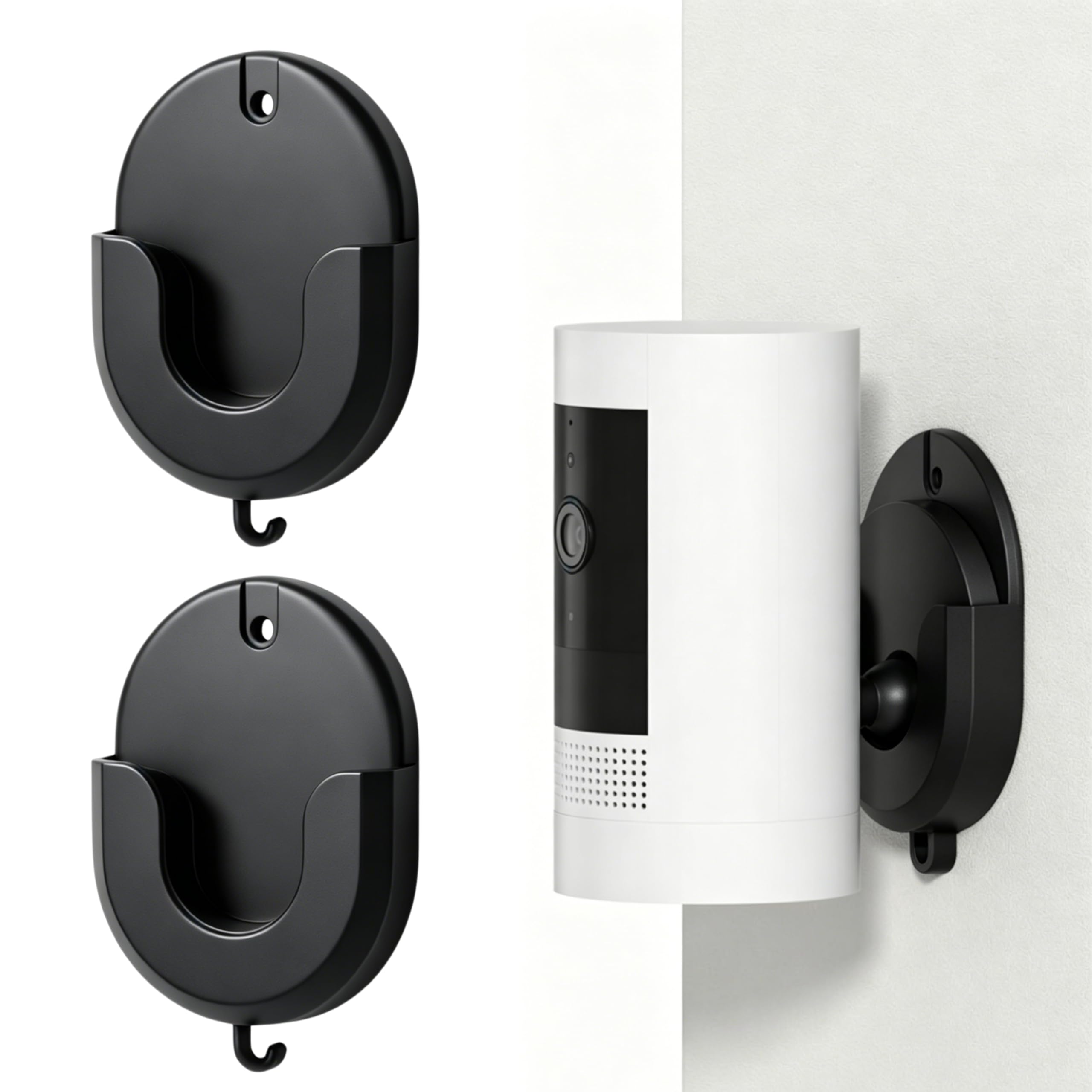 2Pack No Drill Camera Wall Mount Compatible with Blink Outdoor 4, Adhesive Bracket with Adjustable Angle for Damage-Free Installation, Sturdy Stick-on Stand for Home Security Surveillance, Black