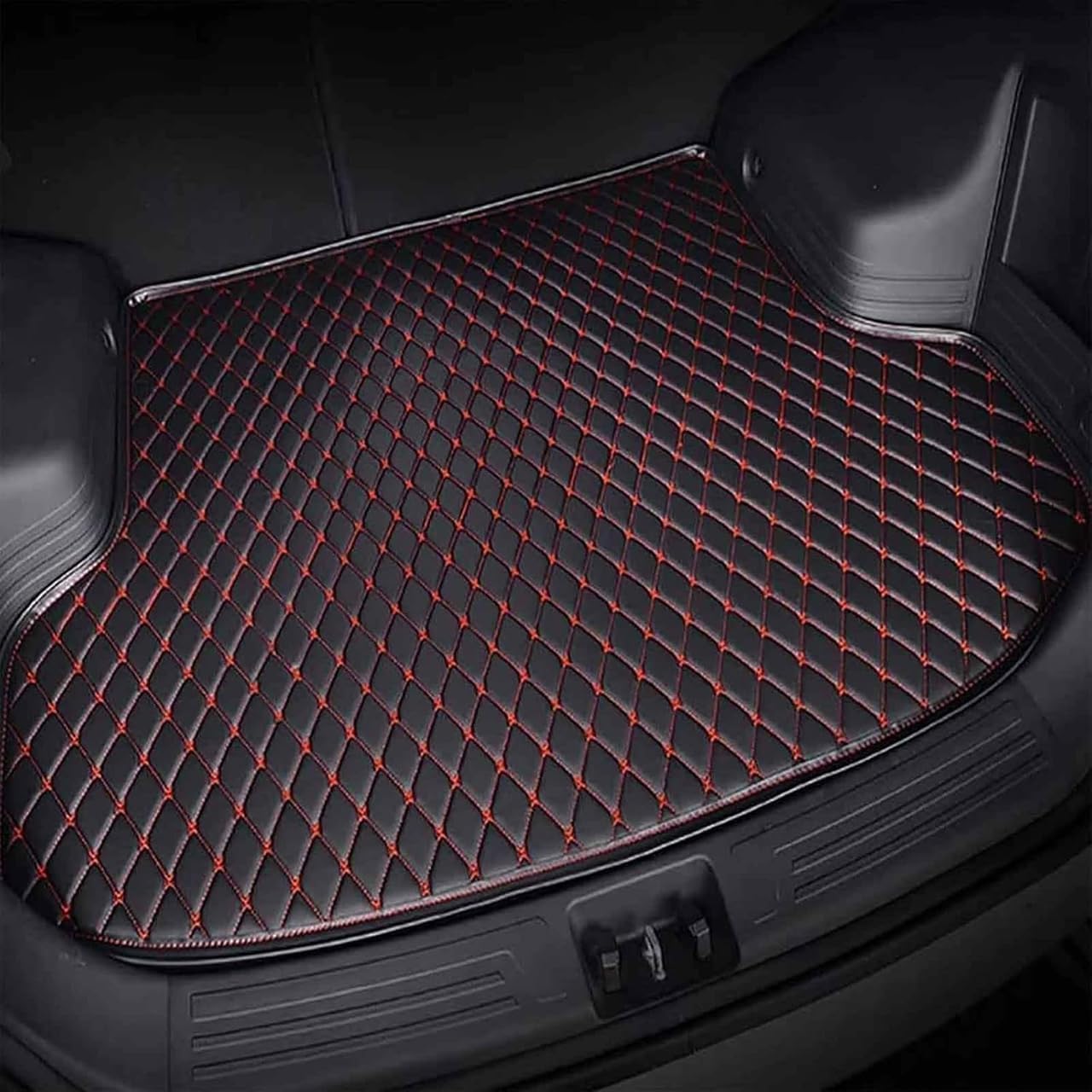Car Leather Boot Liner Mats for BYD Atto2 2025+, Waterproof Non-slip Liner Anti-Scratch Protector Pad Accessories,C Black Red