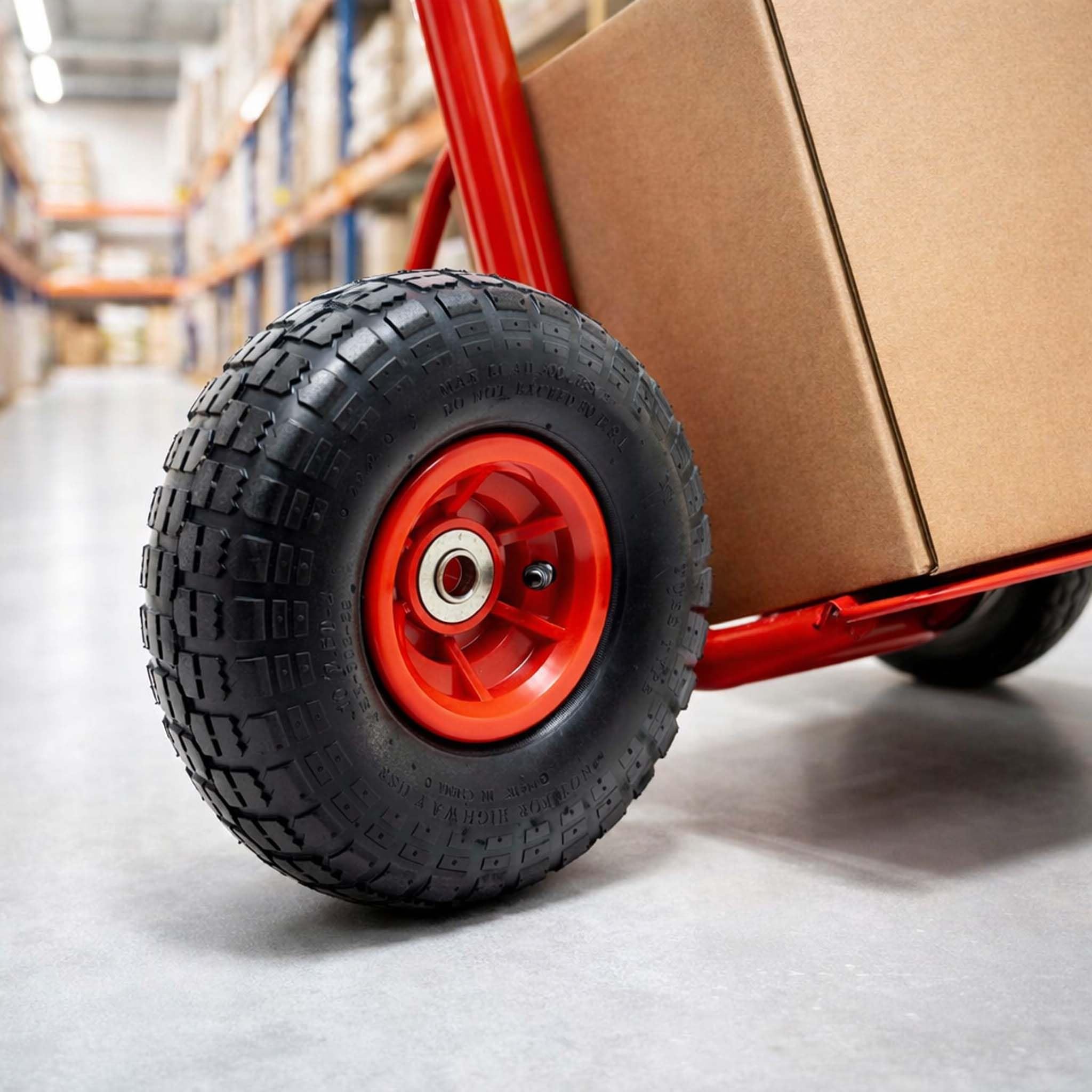 Wiltec Rad 4.10/3.50-4 85 x 250 mm 136 kg, Schubkarren Komplettrad mit Kunststofffelge, Winkelventil, Luftreifen für Sackkarre, Bollerwagen u.a