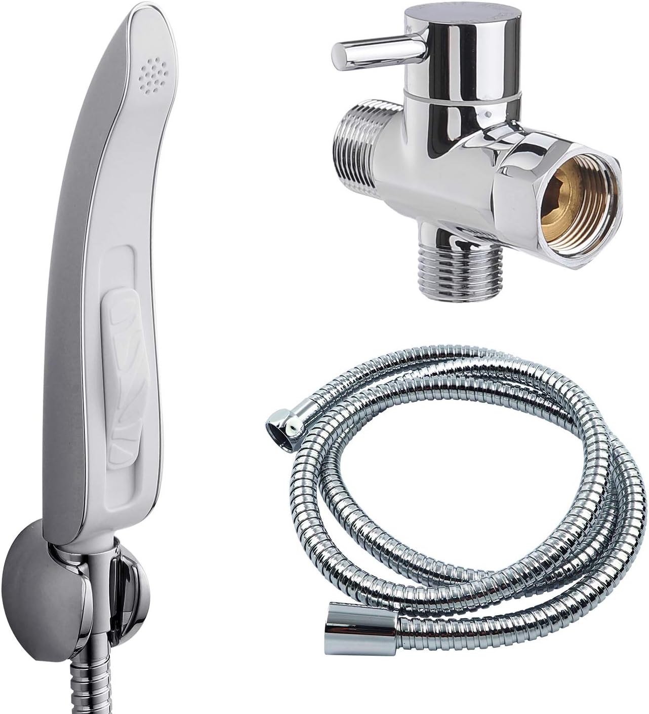 S1- The Most Comfortable Handheld Bidet Sprayer for toilet, Adjustable Softer Water Pressure with Brass &Ceramic Valve, with Metal Hose and Metal Shut-off Valve