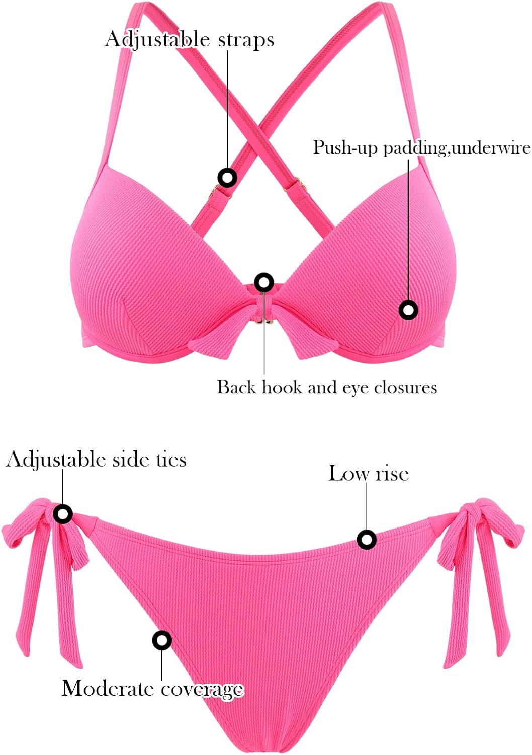 RELLECIGA Women’s Bikini Set High Cut Two Piece Swimsuit Push Up Underwire Bathing Suits - Image 5