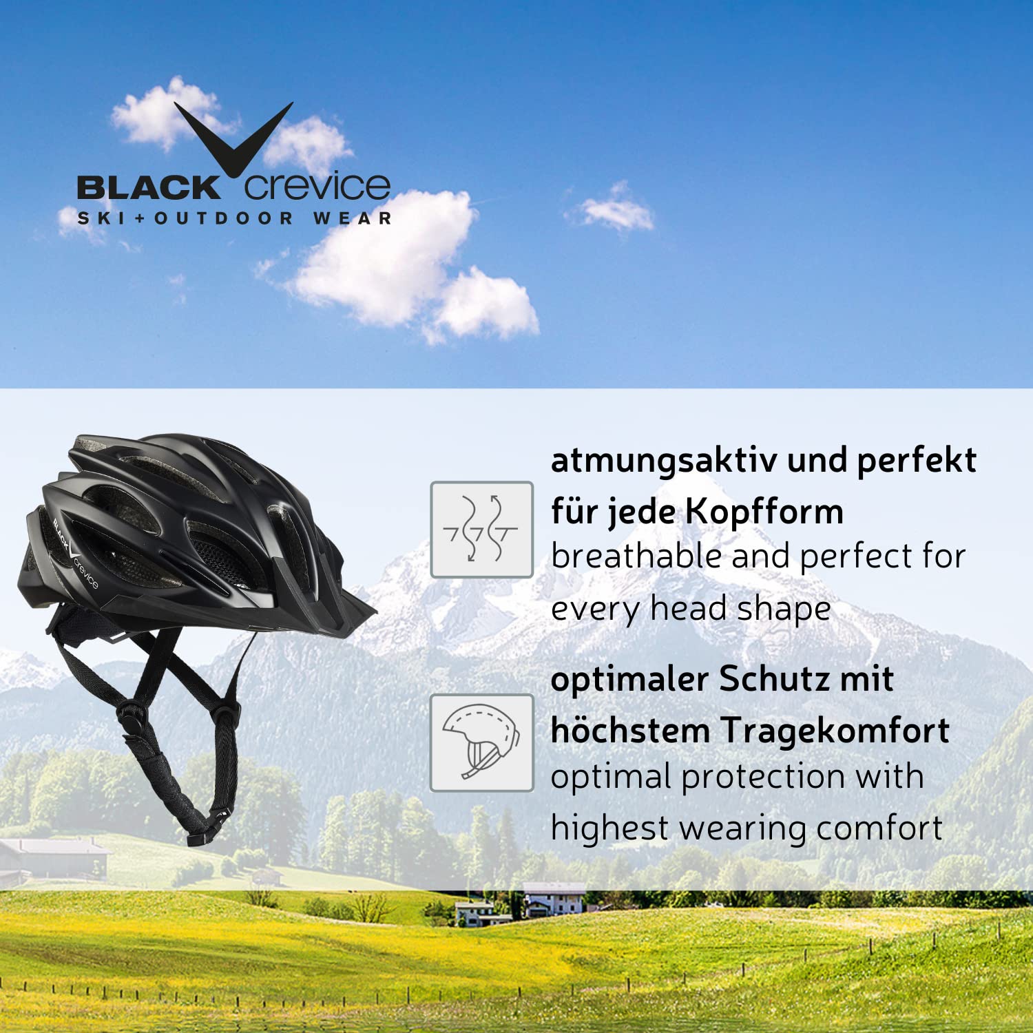 BLACK CREVICE Casco de Bicicleta para Adultos I Casco de Bicicleta I Casco para Hombres y Mujeres I Casco de MTB I Casquete de Bicicleta I Casco Transpirable I Talla Ajustable