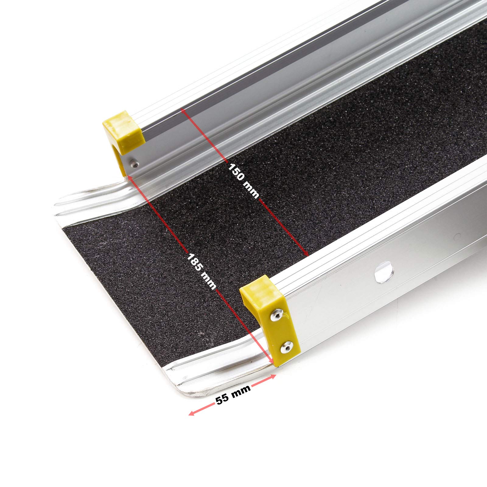 Wiltec 2X Alu Teleskop-Rampe 270 kg 121,5-213,5 cm mit Antirutsch-Belag & seitlich erhöhten Schienen, Rollstuhlrampe