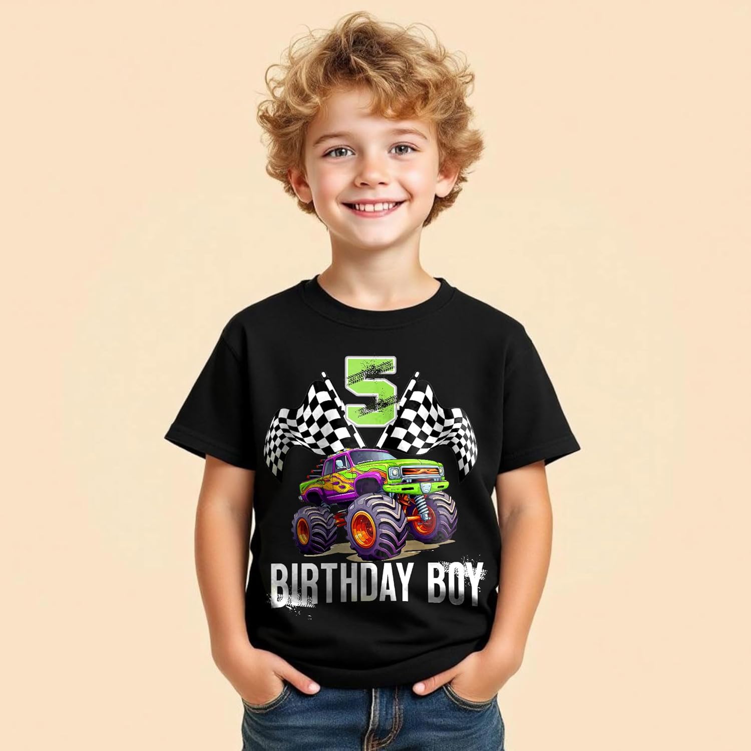 Personalized 5th Birthday Shirt Boy, 5 Year Old Boy Birthday Gift, Toddler Kids Short Sleeve 2-Sided - Image 2
