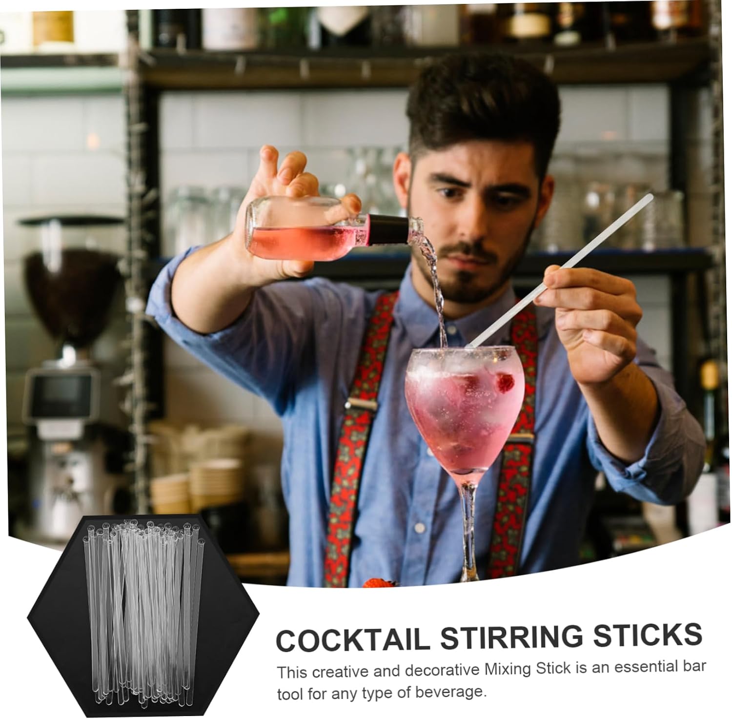 Homoyoyo 100pcs Disposable Cocktail Stirrers Swizzle Sticks for Bartender Accessories Tips Stirring Rods Drink Stirrer for Coffee Hot Cocoa Tea