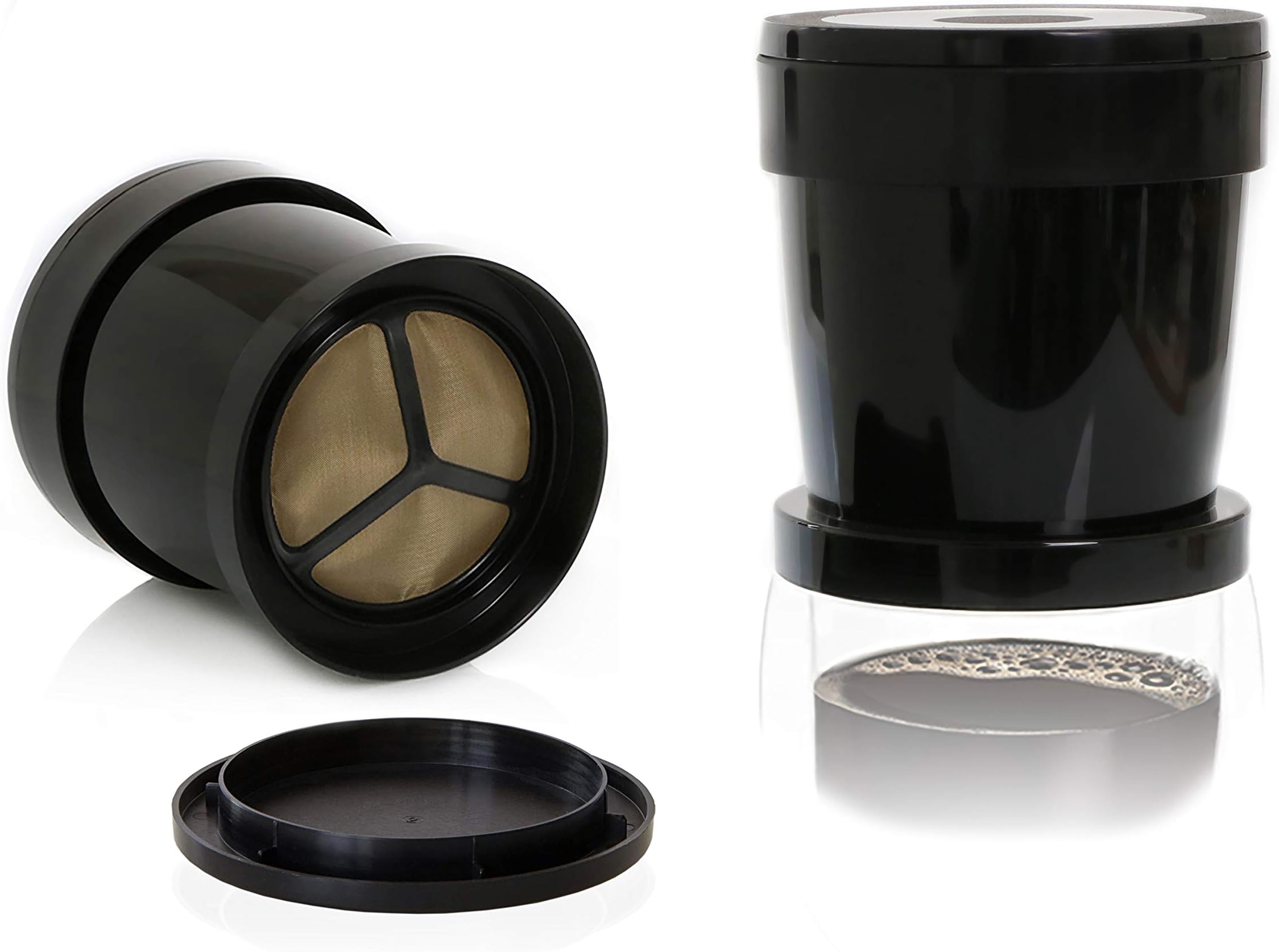 finumCoffee Sprinter Pour Over Brewing Filter with Micro-Fine Stainless Steel Mesh, For a Single Cup, Black