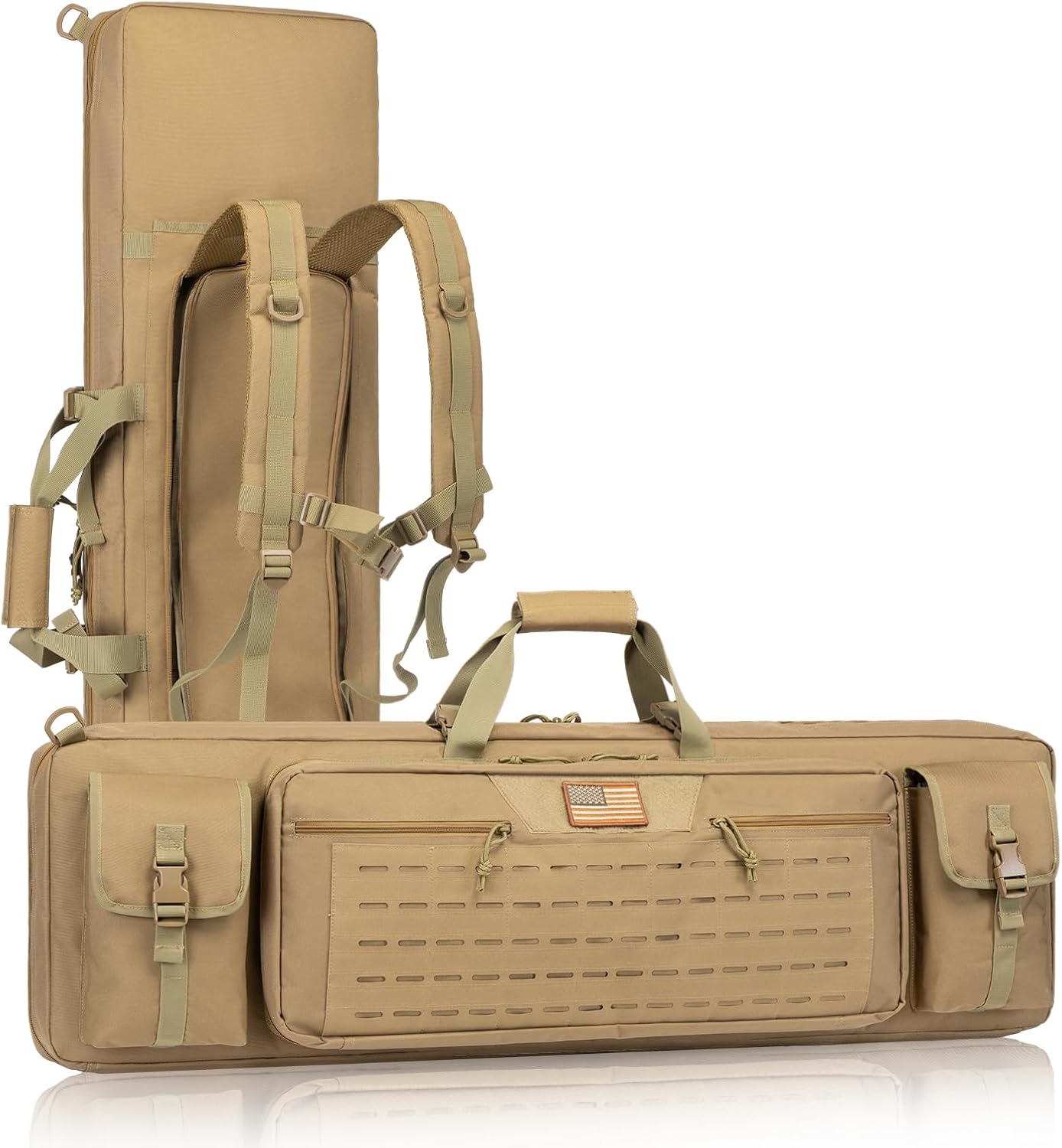 36/42 inch Soft Rifle Case Double Gun Case Backpack Strap Lockable Compartment, Long Rifle Bag for Gun Pistol Storage, for Hunting Shooting Outdoor