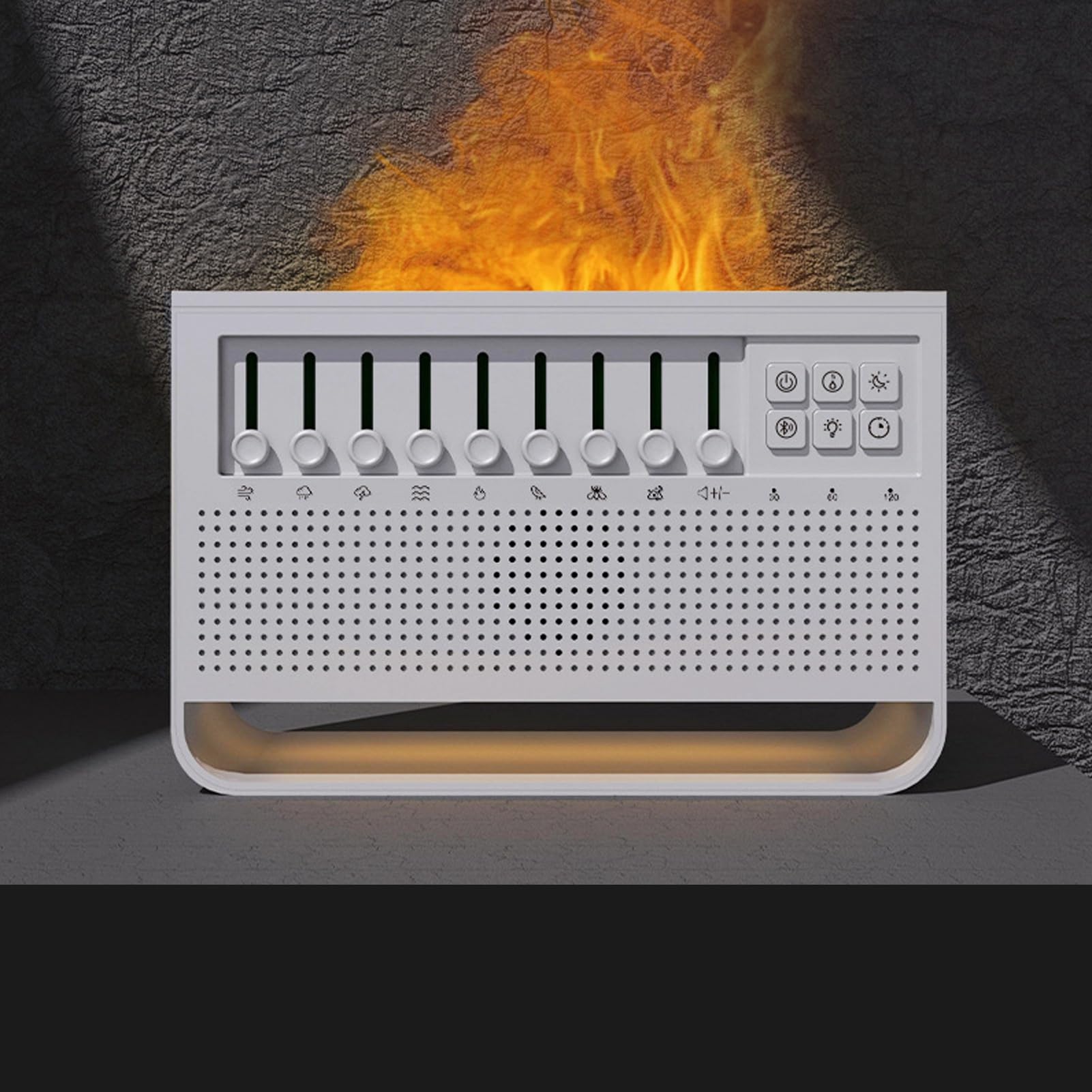Diffuseur de Flamme à Bruit Blanc pour Une Atmosphère Relaxante, Une Aide au Sommeil et Un Confort avec Lumière pour la Maison ou Le Bureau