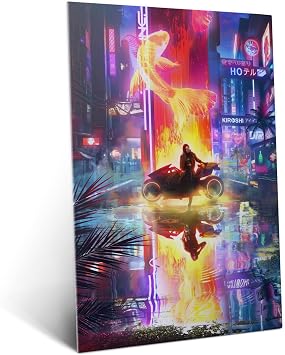 Displate Cyberpunk Metal Poster Magnetic Mounting Officially Licensed Cyberpunk Poster Phantom Liberty by Valeriia Reflection 17.7" x 12.6"