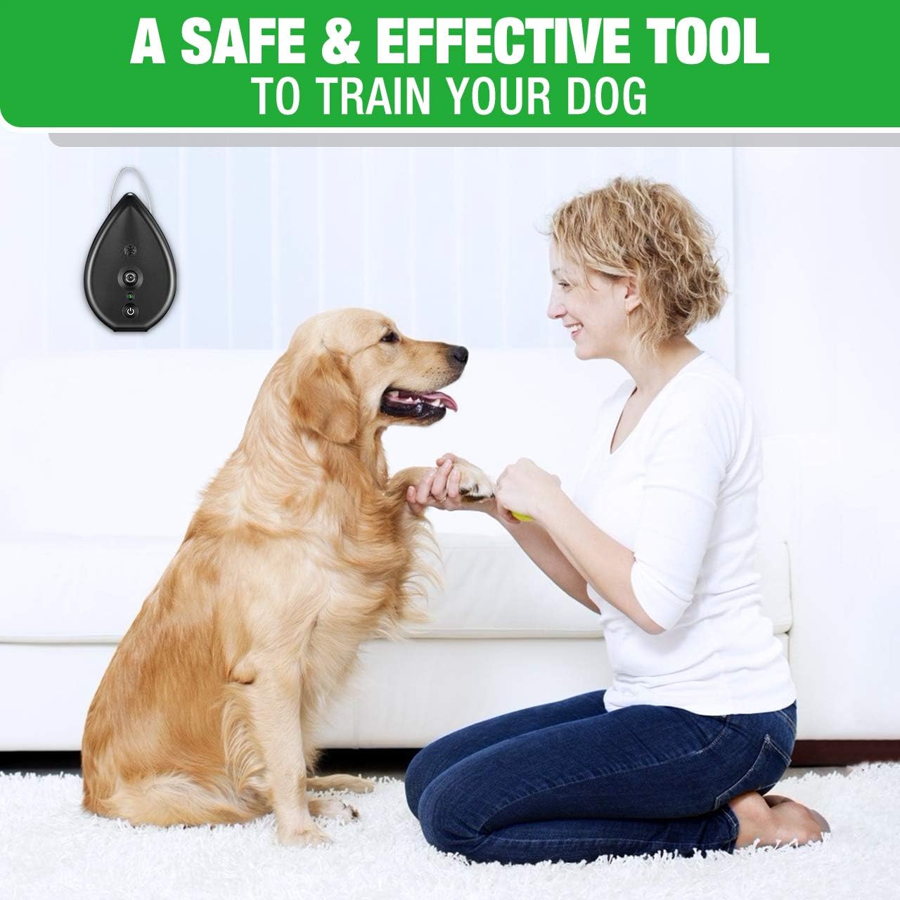 MODUS Automatic Anti Barking Device - 2-in-1 Dog Barking Control Device with 3 Adjustable Ultrasonic Level, Indoor Dog Bark Deterrent Bark Box, Safe for Human & Dogs, Sonic Bark Control Fits All Dogs